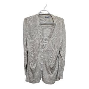 DUNA Handloomed Metallic Knit Cardigan Button Front Gold (M/L)